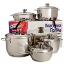 Набор кастрюль Амет Классика-прима 1с895 10 пр. 5 пр., серебристый